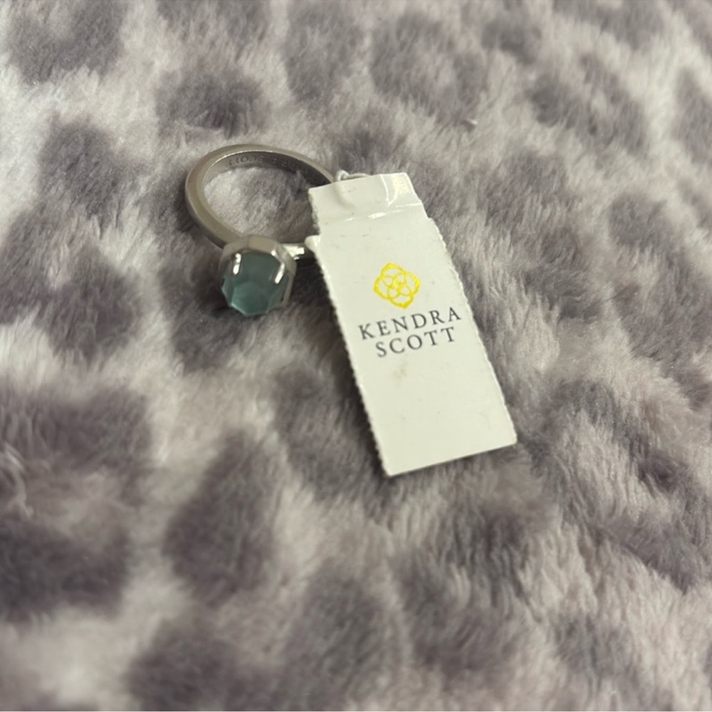 NWT Kendra Scott Silver Ring with Aquamarine Stone